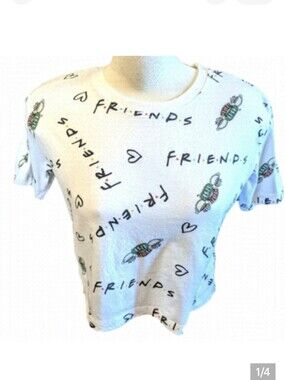 Friends Crop Top, White Cotton Top, Friends Gift, Size Large New Without Tags